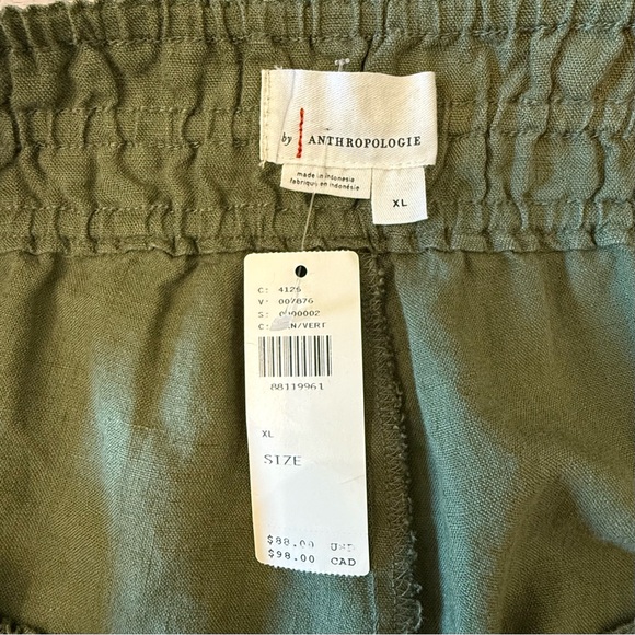 NWT by ANTHROPOLOGIE The Somerset Linen Shorts High Rise Olive Green Women's XL - Picture 7 of 9